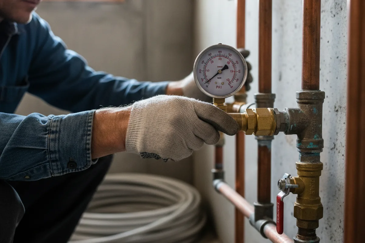 Pressure testing a repaired line during Water Line Repair in Gause